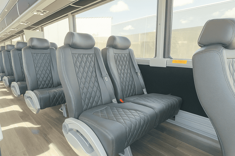 interior of Los Angeles Coach Bus Service charter bus